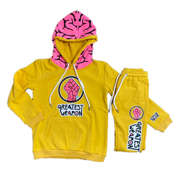 Kids GOLD 99% Our Greatest Weapon™ Genius Brain Hoodie & Joggers Set