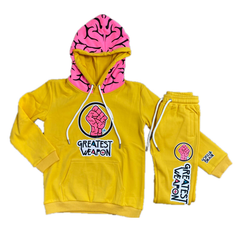 Kids GOLD 99% Our Greatest Weapon™ Genius Brain Hoodie & Joggers Set